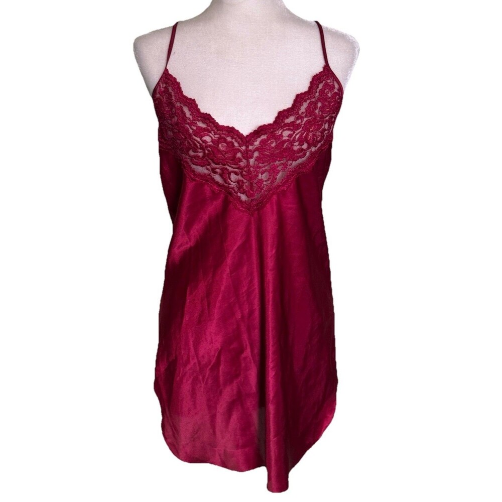 Intimate Affair Elegant Sexy Satin & Lace Slip Dress Chemise Boudoir Lingerie Sm